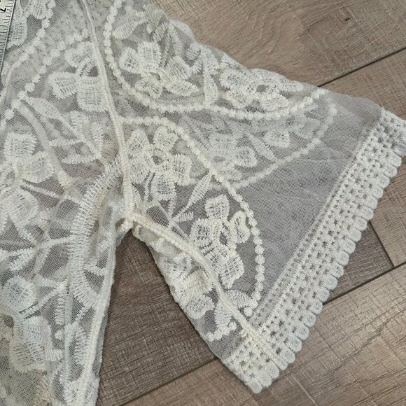INDIGO POPPY WOMENS 3X WHITE LACE BOHO OPEN FRONT CARDIGAN KIMONO - Picture 5 of 8